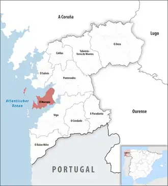 Die Lage der Comarca O Morrazo in der Provinz Pontevedra