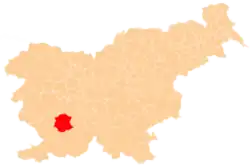 Karte von Slowenien, Position von Postojna hervorgehoben