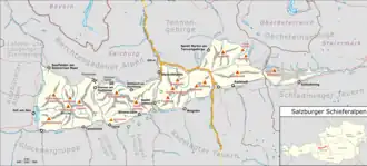 Übersichtskarte der Salzburger Schieferalpen