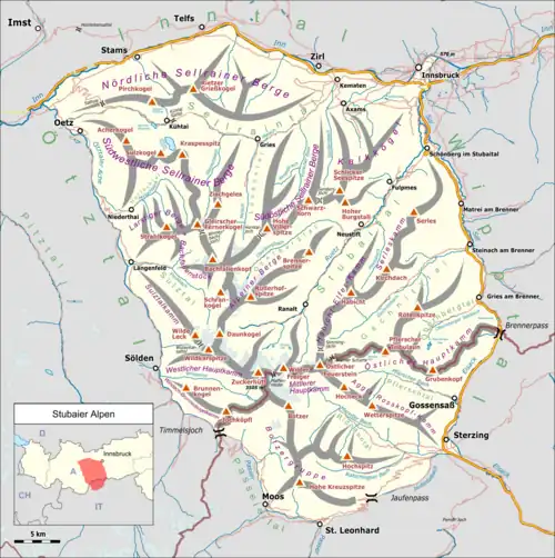 Lage der Gruppe in Österreich und Italien
