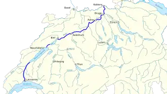 geplanter Verlauf des Transhelvetischen Kanals