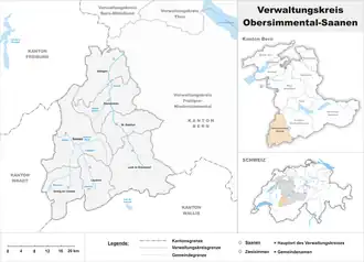 Karte von Verwaltungskreis Obersimmental-Saanen