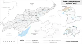 Karte von Verwaltungsregion Berner Jura