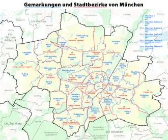 Die heutige Gemarkung 8666 innerhalb Münchens