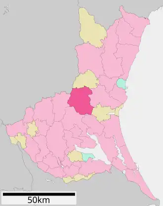 Lage Kasamas in der Präfektur