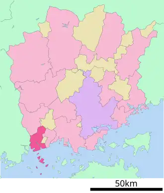 Lage Kasaokas in der Präfektur
