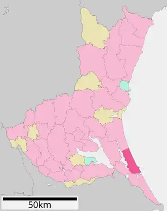 Lage Kashimas in der Präfektur