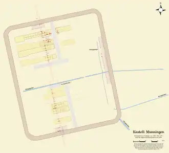 Gesamtplan der Grabungen und der Magnetometeruntersuchung. Es werden nur die für das eigentliche Kastell relevanten Ergebnisse angegeben.