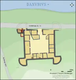 Quadriburgi: Das zwischen 337 und 361 entstandene Donaukastell Visegrád-Gizellamajor ein Quadriburgus mit vier Fächertürmen in Ungarn, weist dasselbe Baumuster auf wie …