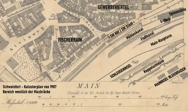 Katasterplan von 1907 mit Koppelschleuse