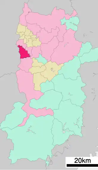 Lage Katsuragis in der Präfektur