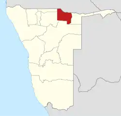 Lage der Region Kavango-West in Namibia