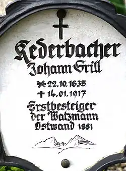 Grabstätte Johann Grill (Detail Grab-Inschrift)