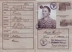 Kennkarte Deutsches Reich, Maria Fischer, 5. Oktober 1942