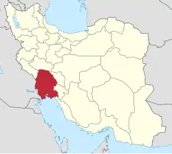 Lage der Provinz Chuzestan in Iran
