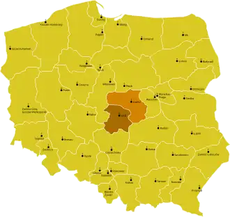 Karte der Kirchenprovinz Łódź