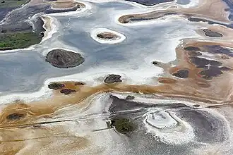 Salzsee und typische Versalzung der Flächen im Nationalpark