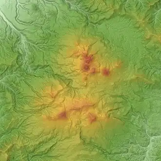 SRTM-Höhendaten des Gebirges