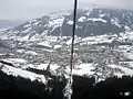 Blick aus der Hahnenkammbahn auf Kitzbühel