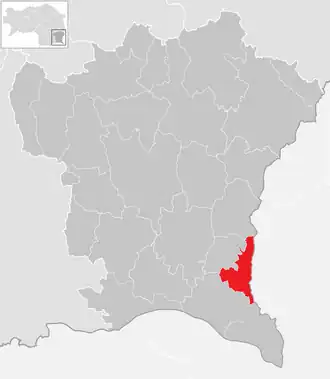 Lage der Gemeinde Klöch im Bezirk Südoststeiermark (anklickbare Karte)