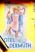 „Heiliger Christopherus“ an der Westwand des Hotels Dermuth in Sankt Martin, Klagenfurt am Wörthersee
