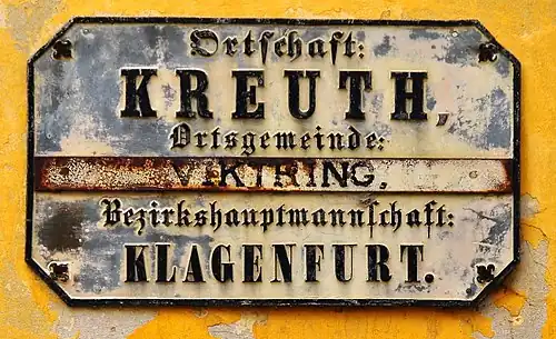 Österreich: Ortstafel in Kreuth, Österreich (Datum unbekannt)
