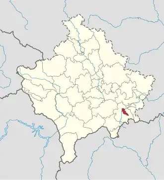 Lage der Gemeinde Klokot im Kosovo (anklickbare Karte)