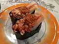 Kobako Krabben-Sushi in Japan mit Krabbenfleisch und -eiern