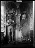 Doppelgrabmal für Wolff Greck von Kochendorf († 1533) und seine Frau Kunigund von Liebenstein († 1534), im Chorraum der Kirche, zerstört im Zweiten Weltkrieg, Foto um 1900