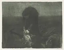 Schlachtfeld, Blatt 6 aus dem Zyklus „Bauernkrieg“, 1907, Strichätzung, Kaltnadel, Aquatinta, Schmirgel sowie Vernis mou mit Durchdruck von geripptem Bütten und Zieglerschem Umdruckpapier, Kn 100