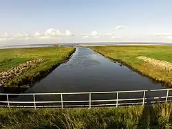 Mündung der Kongeå bei dem Kongeå Siel in das Wattenmeer der Nordsee, nördlich von Ribe