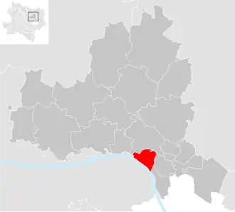 Lage der Gemeinde Korneuburg im Bezirk Korneuburg (anklickbare Karte)