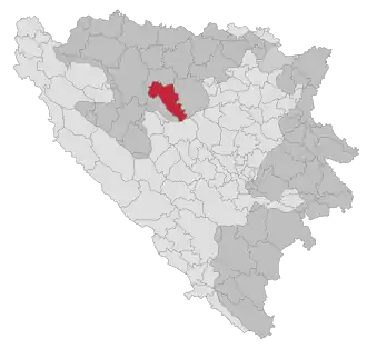 Lage der Gemeinde Kotor Varoš in Bosnien und Herzegowina (anklickbare Karte)