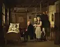 Krankenbesuch, Öl auf Holz, Carl Kreul 1832