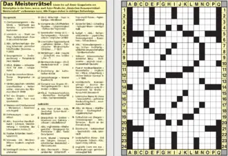 Muster eines klassischen Kreuzworträtsels-Gitters in Form eines Fragezeichens