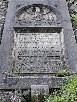 Gau Südbayern auf einem Kriegerdenkmal des ADAC von 1922 am Kesselberg.