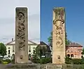 Ost- und Westseite des Kriegerdenkmals, Frankenthal, Jahnplatz
