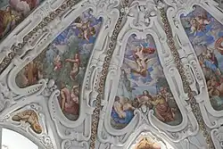 Syrinx wird in Schilfrohr verwandelt (links), Entführung Ganymeds (rechts)