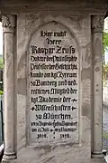 Grabinschrift auf dem Friedhof in Kronach