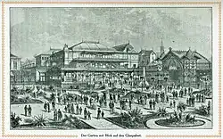 Garten mit Glaspalast, um 1883