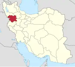 Lage der Provinz Kurdistan in Iran