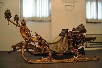 Schlittendecke auf einem Prunkschlitten des Jahres 1881 (Kutschenmuseum Nymphenburg)