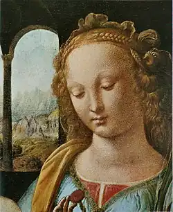 Gesicht der Madonna mit Nelke