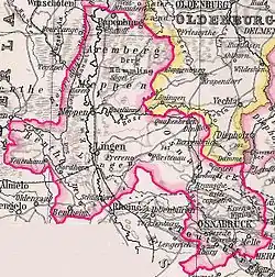 Lage der Landdrostei Osnabrück