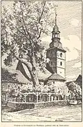 Kirche und „Friedenslinde“ (gepflanzt 1648) in Obermaßfeld