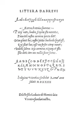 Humanistische Kursive von Ludovico degli Arrighi (Rom 1523)