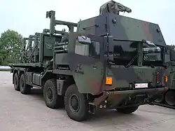 MAN HX/SX-Serie Weiterentwicklung des MAN gl mit TGA-Technik. Das Bild zeigt einen SX mit integrierter Fahrzeugschutzausstattung (IAC: Integrated Armour Cabin) von KMW.