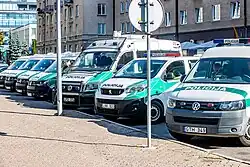 Streifenfahrzeuge der litauische Polizei in Vilnius