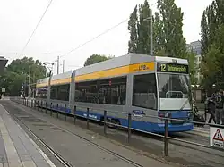 Zug der Linie 12 an der Haltestelle Hauptbahnhof