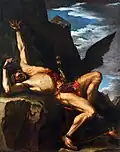 Prometheus mit dem Adler auf einem Gemälde von Salvator Rosa, um 1648/1650. Galleria Nazionale d’Arte Antica, Palazzo Corsini, Rom